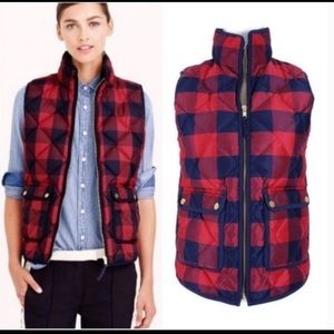 J Crew Buffalo Plaid Puffer Vest Size XL